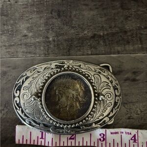Vintage Silver Belt Buckle with Intricate Design